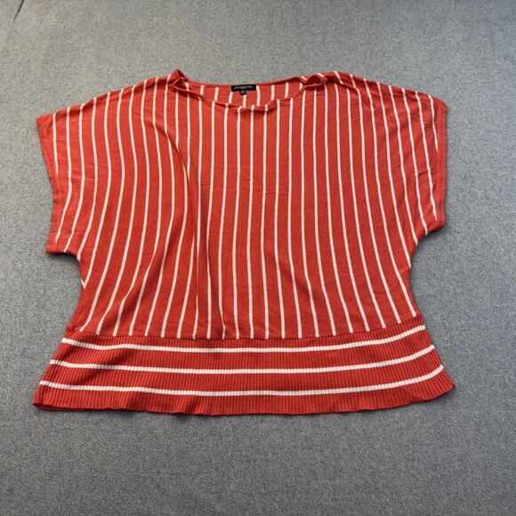 Notations Sweater Women's 2X Pink Orange Striped Knit Bat Wing Sleeve Stretch - Picture 2 of 10